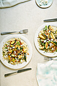 Pearl couscous with zucchini, chilies and mint