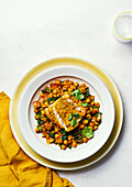 Turmeric cod with chickpeas