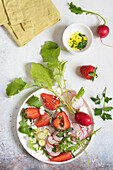 Strawberry and radish salad with feta