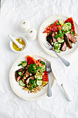 Grilled beef and watermelon salad