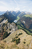 Scenic, majestic view sunny Hoher Kasten mountain range, Switzerland\n