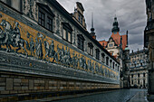 Wandgemälde Fürstenzug an langer Wand, Dresden, Deutschland