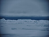 Mysterious blue iceberg in distance, Antarctic Peninsula, Weddell Sea, Antarctica\n