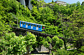 The funicular railway to the sanctuary of Madonna del Sasso, Locarno, Ticino, Switzerland, Europe\n