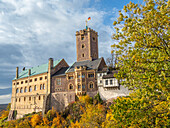 Außenansicht der Wartburg, deren Grundstein 1067 gelegt wurde, UNESCO-Welterbe, Eisenach, Thüringen, Deutschland, Europa