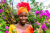 Friendly Kapsiki tribal girl, Rhumsiki, Mandara mountains, Far North province, Cameroon, Africa\n