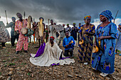 Kapsiki tribal people practising a traditional dance, Rhumsiki, Mandara mountains, Far North province, Cameroon, Africa\n