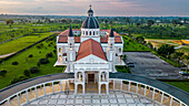 Aerial of the Basilica of the Immaculate Conception, Mongomo, Rio Muni, Equatorial Guinea, Africa\n