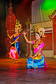 Dancers in traditional Thai classical dance costume, Phuket, Thailand, Southeast Asia, Asia\n