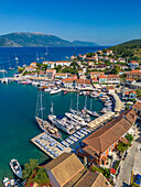 Aerial view of coastline near Zola, Kefalonia, Ionian Islands, Greek Islands, Greece, Europe\n