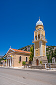 View of Greek Orthodox Church near Argostoli, capital of Cephalonia, Kefalonia, Ionian Islands, Greek Islands, Greece, Europe\n