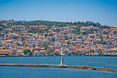 View of Argostoli and De Bosset Bridge, capital of Cephalonia, Kefalonia, Ionian Islands, Greek Islands, Greece, Europe\n