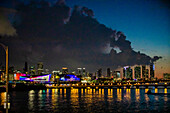 Miami Bridge at night, Miami, Florida, United States of America, North America\n