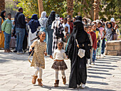 A school class being escorted at the entrance to the Nubian Museum in the city of Aswan, Egypt, North Africa, Africa\n
