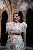 Portrait of talented Spanish singer-songwriter Valeria Castro in Veruela Monastery, Zaragoza, Spain\n