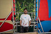 Italian artist Giulio Vesprini at Asalto International Urban Art Festival in Zaragoza, Spain\n