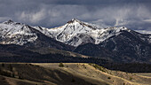 USA, Colorado, Snowy Rocky Mountains tops in spring\n