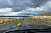 USA, Nevada, Winnemucca, View of highway during stormy weather\n