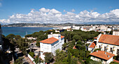 France, Antibes, Juan les Pins, Buildings in seaside city \n
