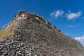 El Castillo, Structure 6, with tourists on top in the Xunantunich Archeological Reserve in Belize.\n
