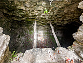 A tomb excavated in Structure A-9 in the Mayan ruins in the Xunantunich Archeological Reserve in Belize.\n