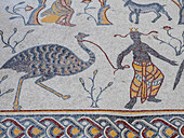 Mosaikboden in der Diakonissenanstalt aus byzantinischer Zeit auf dem Gipfel des Berges Nebo, Jordanien, Naher Osten
