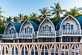 Traditional sea cottages on the Indonesian island of Gili Trawangan, Gili Islands, West Nusa Tenggara, Pacific Ocean, Indonesia, Southeast Asia Asia\n