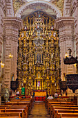 Altarpiece, 18th century Spanish Baroque style, Church of Santa Prisca de Taxco, founded 1751, UNESCO World Heritage Site, Taxco, Guerrero, Mexico, North America\n