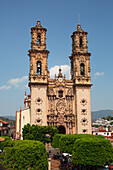Türme im churrigueresken Stil, Kirche Santa Prisca de Taxco, gegründet 1751, UNESCO-Welterbestätte, Taxco, Guerrero, Mexiko, Nordamerika