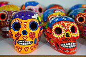 Ceramic Skulls, handicrafts for sale, Artisan Market, Mexico City, Mexico, North America\n