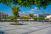 View of Vallianou Square, Central Square of Argostoli, capital of Cephalonia, Argostolion, Kefalonia, Ionian Islands, Greek Islands, Greece, Europe\n