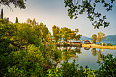 View of Karavomilos Lake in Sami, Sami, Kefalonia, Ionian Islands, Greek Islands, Greece, Europe\n