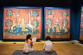 France, Paris, National museum of the Middle Ages-Cluny museum, tapestries of the Lady with the Unicorn\n