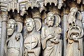 France, Eure et Loir, Chartres, Notre Dame cathedral listed as World Heritage by UNESCO, north portal, central bay, right splay\n