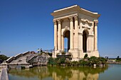 Frankreich, Herault, Montpellier, historisches Zentrum, Platz Royal Peyrou, der von einem monumentalen Wasserturm überragte Stausee ist ein Werk von Giral und Donnat