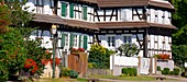 France, Bas Rhin, Seebach, traditional half-timbered houses of the Outre Foret (Northern Alsace)\n