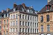 Frankreich, Nord, Lille, Detailaufnahme der Häuserfront am Place du General de Gaulle oder Grand Place