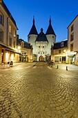 France, Meurthe et Moselle, Nancy, the 14th century Craffe gate built in medieval times from Grande rue (Grande street)\n