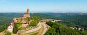 France, Lorraine, Moselle, Dabo, Rock Dabo, Dabo Chapel or Saint Leon chapel built in 1825 (aerial view)\n