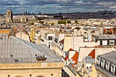 France, Paris, 5th arrondissement, the roofs of Paris and Notre Dame cathedral\n