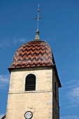 Frankreich, Haute Saone, Rioz, Kirche, Comtois Kirchturm sagt zum Kaiserlichen