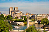 France, Paris, area listed as World Heritage by UNESCO, Ile de la Cite, Notre Dame Cathedral, Scaffolding\n