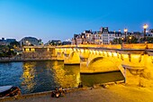 France, Paris, area listed as World Heritage by UNESCO, the Pont Neuf and the Ile de la Cite from the Quai de Conti\n