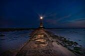 France, Gironde, Verdon-sur-Mer, rocky plateau of Cordouan, lighthouse of Cordouan, listed as World Heritage by UNESCO, general view\n