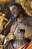 France, Alpes Maritimes, Nice, listed as World Heritage by UNESCO, Old Nice, interior of the Cathedral the Reparate, Sacred Heart of Jésus statue\n