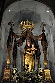 France, Var, Toulon, Sainte Marie de la Seds cathedral, chapel of the Virgin, statue of the Virgin in gilded wood of 1838\n