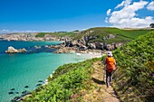 France, Finistere, Beuzec-Cap-Sizun, Lesven Pointe and beach along the GR 34 hiking trail or customs trail\n