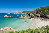 France, Finistere, Beuzec-Cap-Sizun, Lesven Pointe and beach along the GR 34 hiking trail or customs trail\n