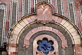France, Haut Rhin, Thann, Rue de l Etang, synagogue, facade, mosaics\n