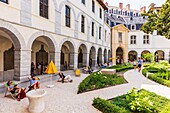 France, Rhone, Lyon, la Presqu'île, historic centre classified as a UNESCO World Heritage site, Grand Hotel-Dieu, the cloister\n